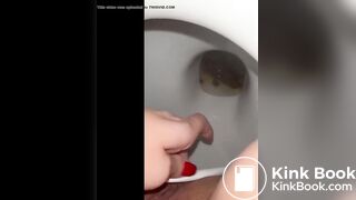 Hot brunette poop in toilet
