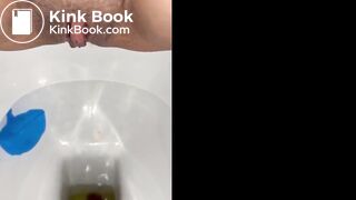 Hot brunette poop in toilet