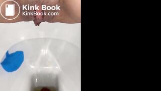 Hot brunette poop in toilet
