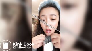 Beautiful girl spits