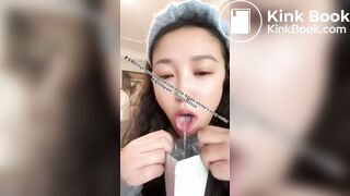 Beautiful girl spits