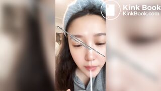 Beautiful girl spits