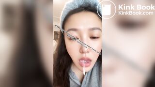 Beautiful girl spits