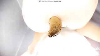 Constipated woman's defecation