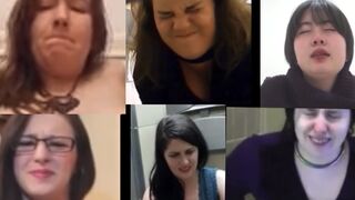 Hard pooping straining faces with sound