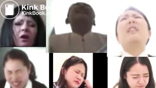 Hard pooping straining faces with sound