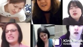 Hard pooping straining faces with sound