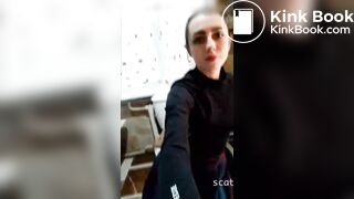 russian drops a big load in a plastic bowl