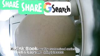 Young mother sprays urine in toilet