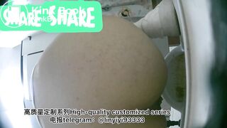 Young mother sprays urine in toilet