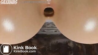 Gwen Takes a hot shit in a trash can