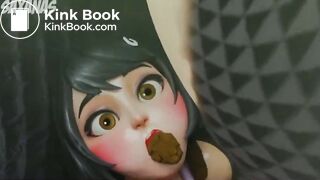 Gwen Takes a hot shit in a trash can