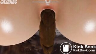 Gwen Takes a hot shit in a trash can