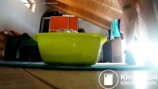Italian girl poops after constipation