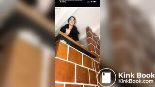 Cute Girl with Headscarf Shits over wall