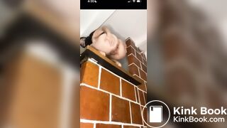 Cute Girl with Headscarf Shits over wall