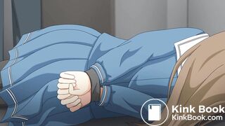 Restrained Girl unable to go to the toilet