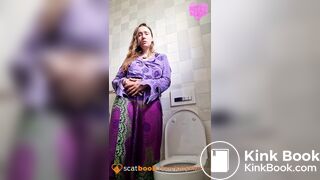 Standing poop and piss on toilet
