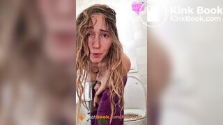 Standing poop and piss on toilet