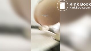 A girl defecated and urinated in a public toilet.