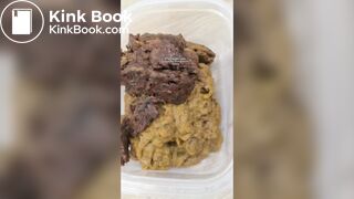 The girl moaned as she defecated.