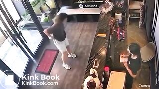 Woman takes a dump in a store