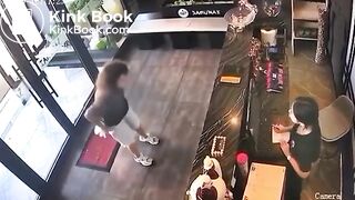 Woman takes a dump in a store