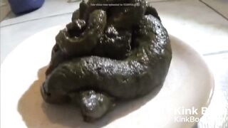 Green poop in plate