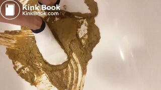 Girl walking in her diarrhea in socks