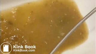 Girl walking in her diarrhea in socks