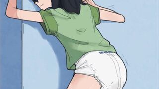 Anime girl pooping in her diaper