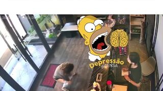 Woman takes a shit inside restaurant