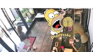 Woman takes a shit inside restaurant