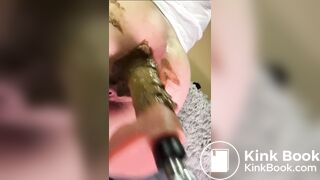 her anus is like a cement machine (shit dildo)