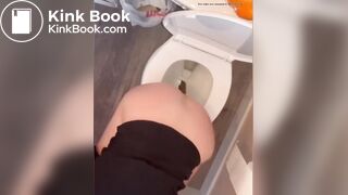 Girl takes a huge runny poop