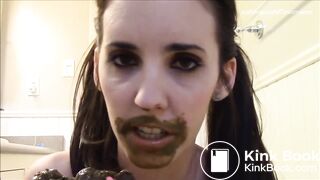 licking and sucking her own shit