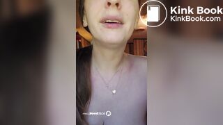 Redhead enjoys tasting, licking & sucking hard scat log