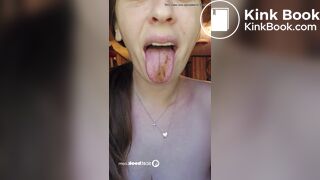Redhead enjoys tasting, licking & sucking hard scat log