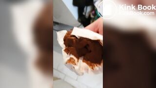 Panty poop and full release on the floor