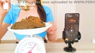 Slut finds out how fast she can eat her fresh shitpile