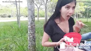 Girl eats her shit at public picnic with friends