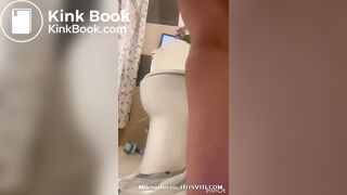 Sexy Latina stripper nude shits on the toilet