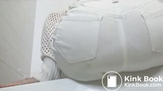 Beautiful girl fills her pants and then reveals her ful