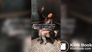 Girl vibing on toilet