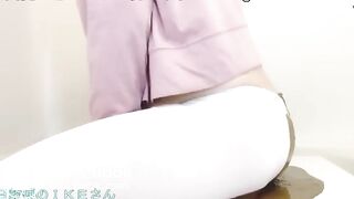 japanese overflowing poop in yoga pants