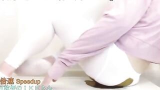 japanese overflowing poop in yoga pants
