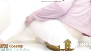 japanese overflowing poop in yoga pants