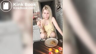 Dirty girl eat her meal