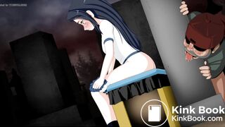 Girl Pooping in a Toilet Box in a Cemetery