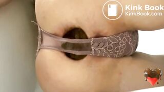 Huge panty poop from petite ass